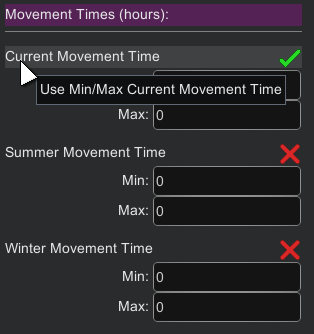 movement time selection: click on use