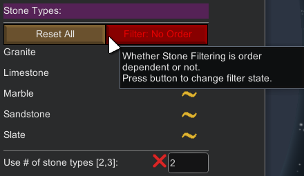 stone selection: no order