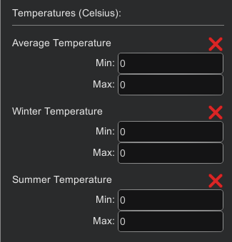 Temperatures selection